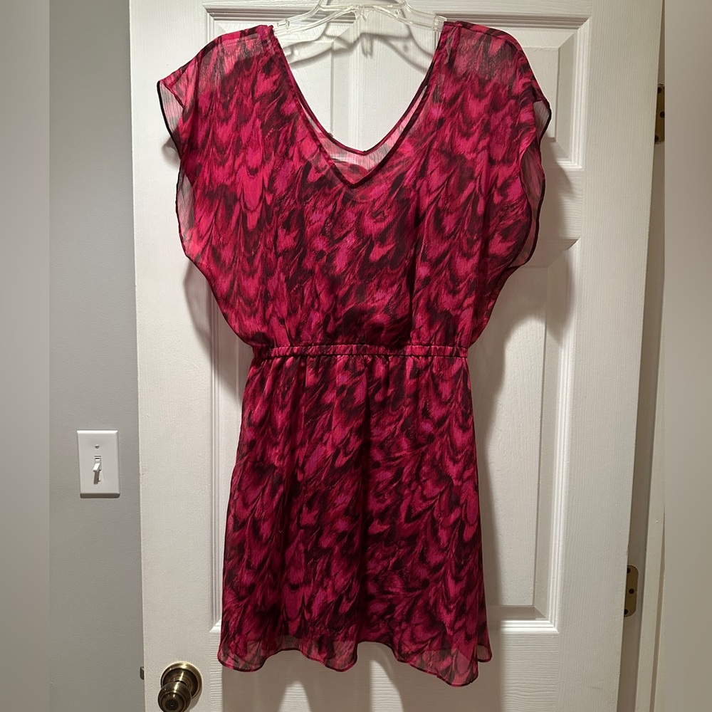 Express Pink Patterned Sheer Dress